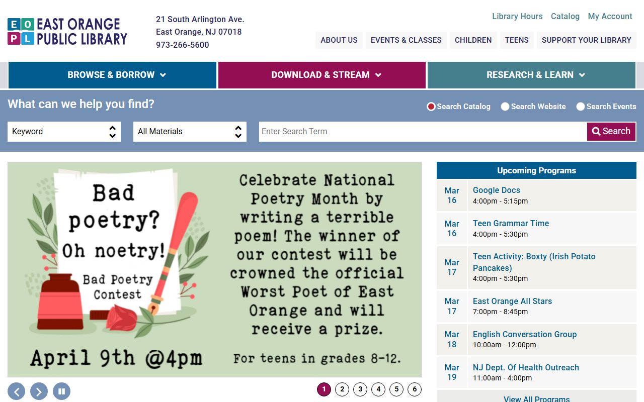 East Orange Public Library for obituary research