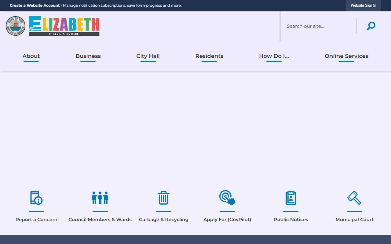 Elizabeth City government homepage for obituary and death record research