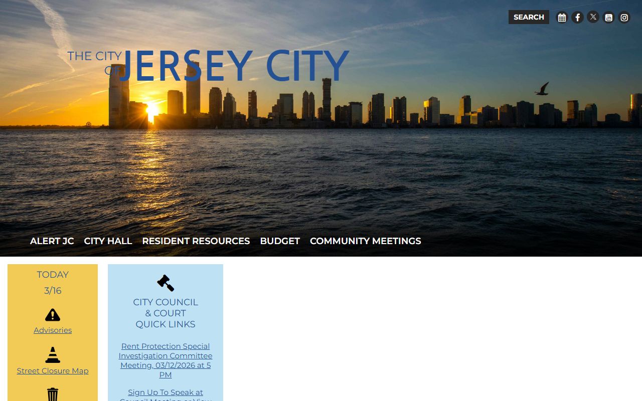 Jersey City government homepage for obituary and death record research