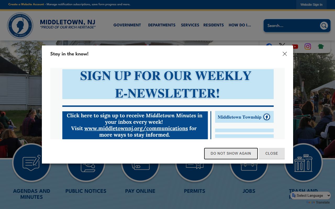 Middletown Township homepage for obituary and death records