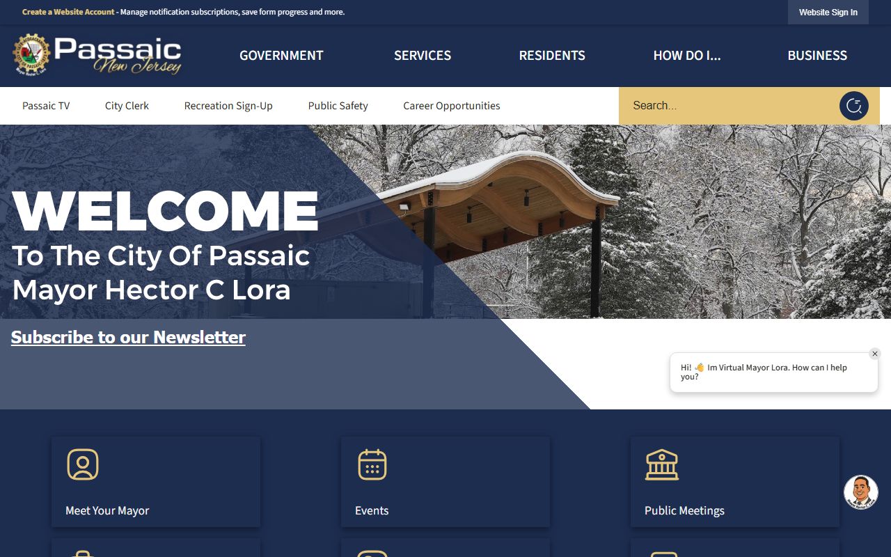 City of Passaic homepage for obituary and death record research