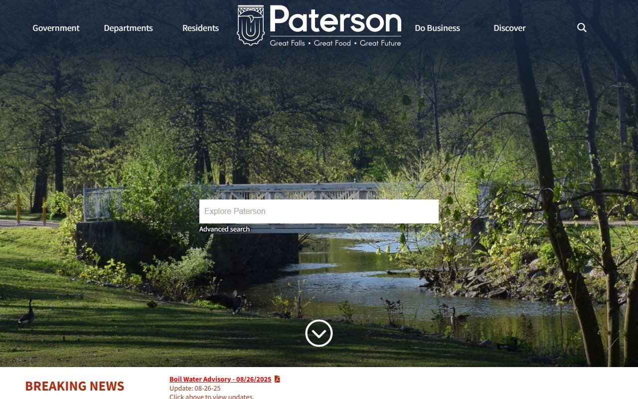 Paterson City government homepage for obituary and death record searches
