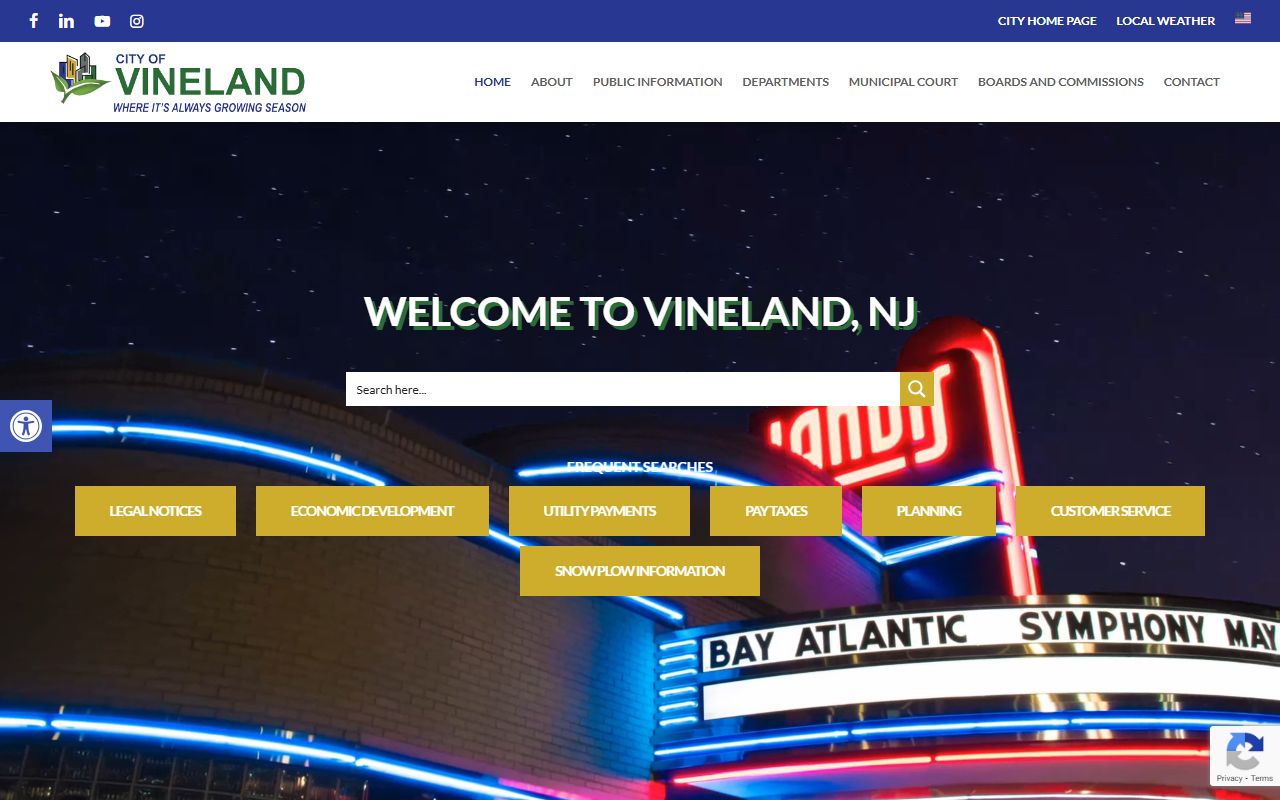 Vineland City homepage for obituary and death records
