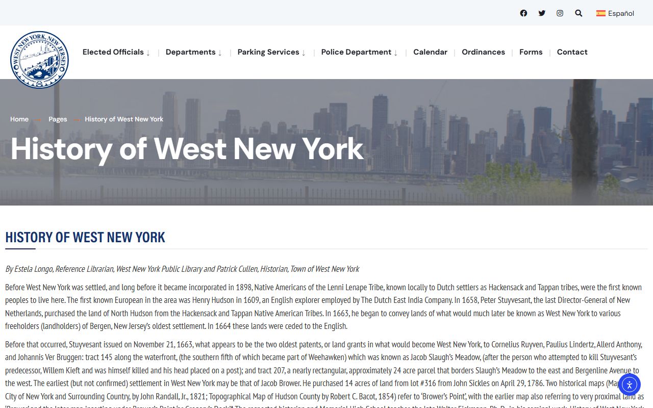 West New York community history page for obituary research context