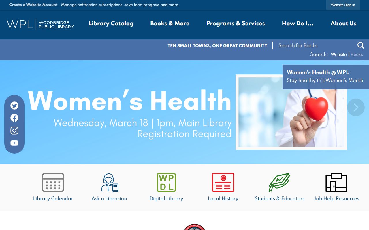 Woodbridge Public Library obituary and genealogy databases