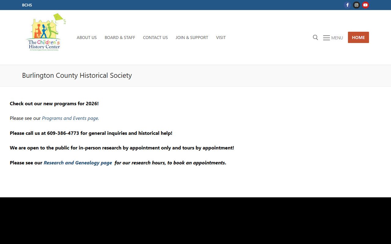 Burlington County Historical Society with obituary and death record archives