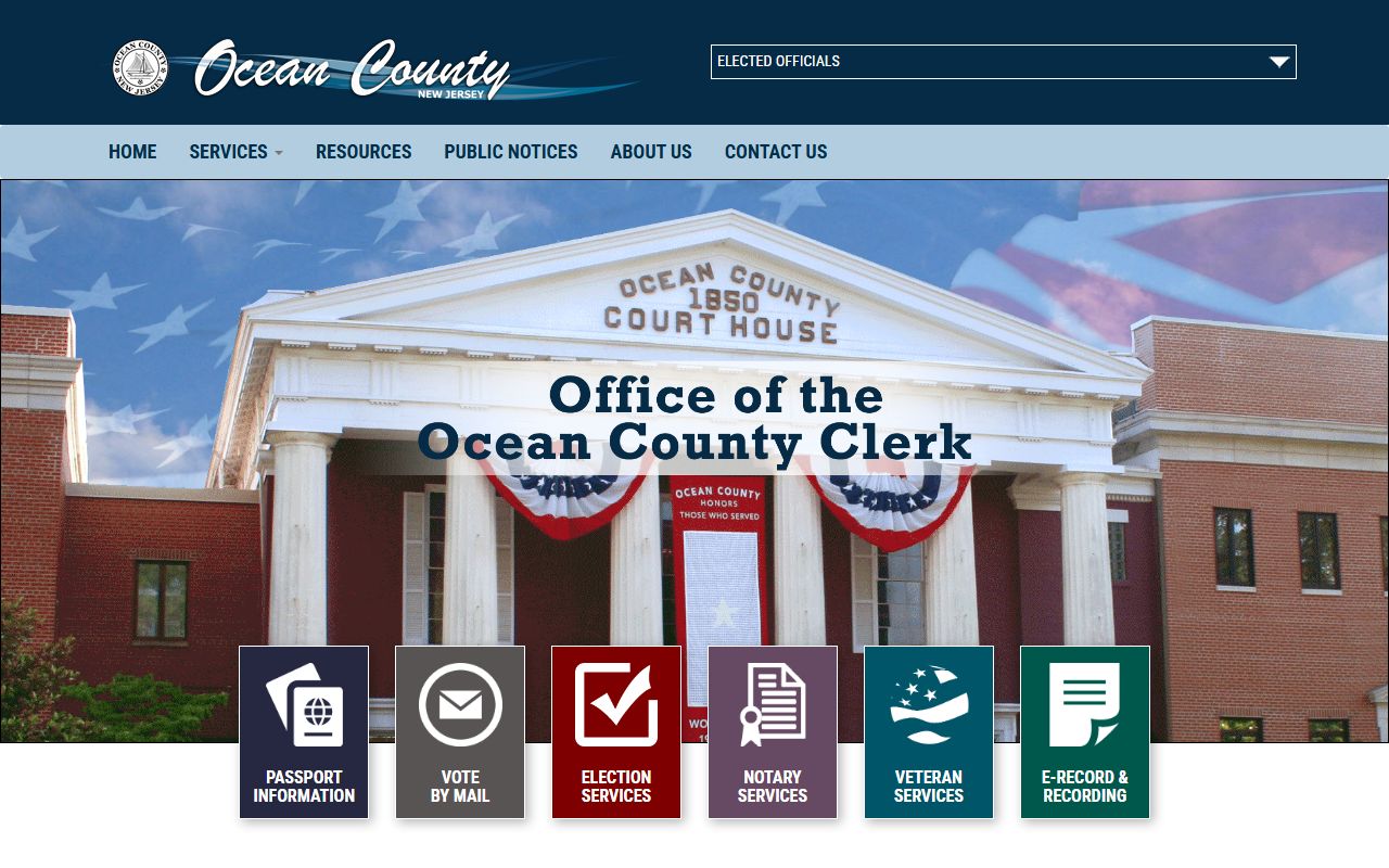 Ocean County Clerk website for obituary and death record research
