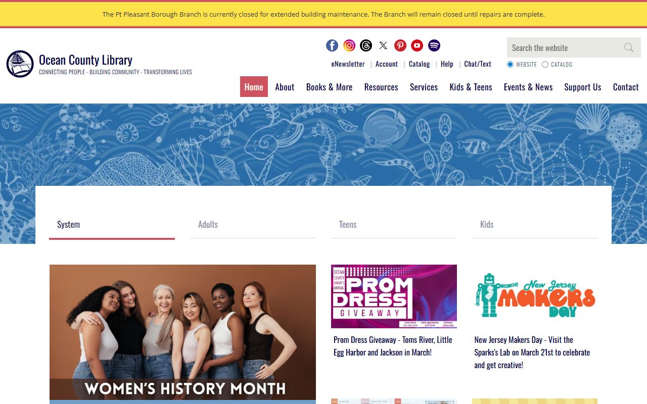 Ocean County Library website for obituary and genealogy research