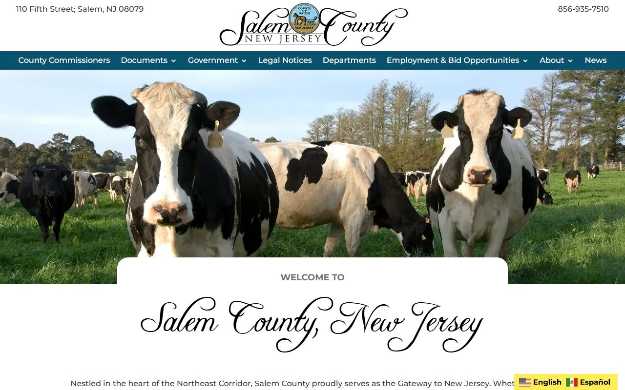 Salem County government website for obituary and death record research